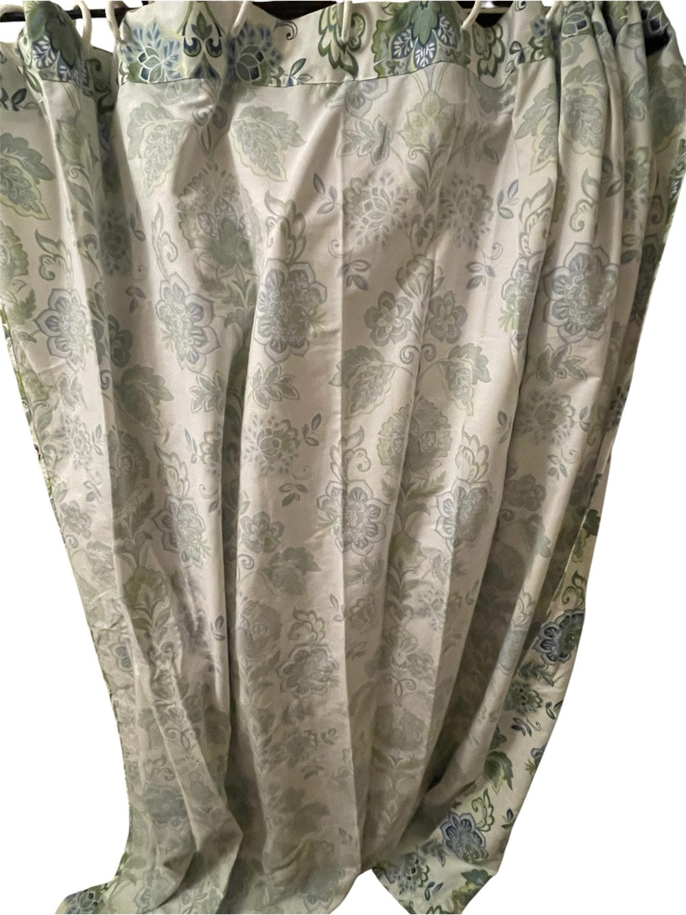 Cynthia Rowley Green and Blue Floral Shower Curtain - Picture 3 of 8